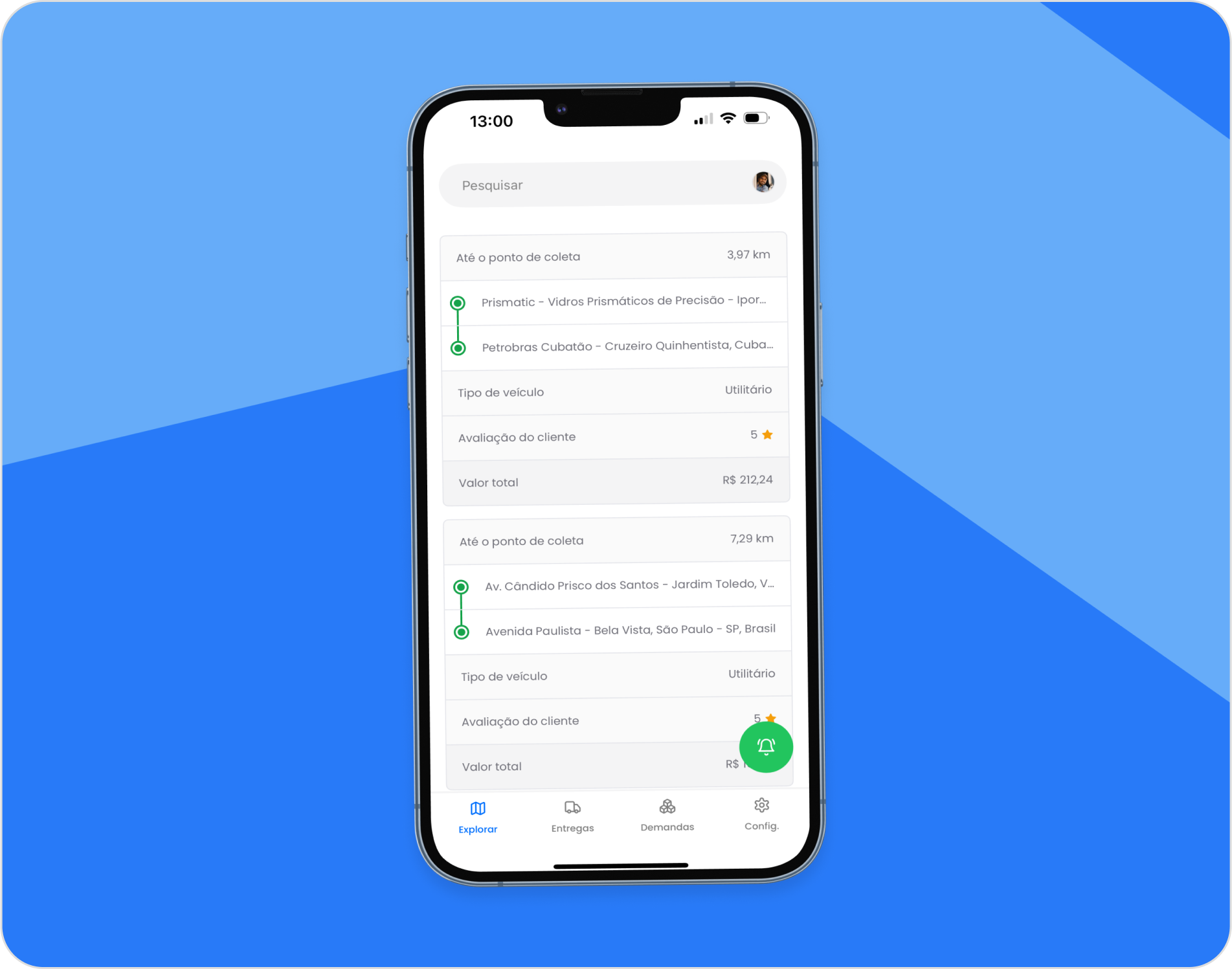 Interface do app